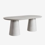 Table de jardin ovale en béton (220x95 cm) noemi gris sable Table de jardin ovale en béton (220x95 cm) noemi gris sable