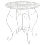 Table de jardin avec plateau rond en mtal blanc