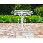 Table de jardin avec plateau rond en mtal blanc