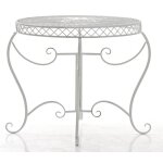 Table de jardin avec plateau rond en mtal blanc antique