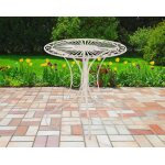 Table de jardin avec plateau rond en mtal crme antique