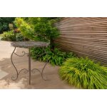 Table de jardin avec plateau rond en mtal marron antique