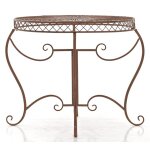 Table de jardin avec plateau rond en mtal marron antique