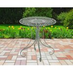 Table de jardin avec plateau rond en mtal vert antique