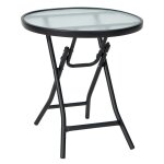 Table de jardin pliante ronde 46 x 47 cm en verre tremp� et acier pour ext�rieur et int�rieur design ...