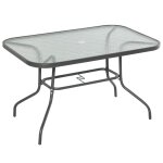 Table de jardin rectangulaire 120l x 80l x 70h cm mtal verre tremp