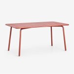 Table de jardin rectangulaire 160x90 cm en acier florida rouge argile