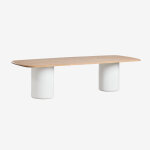 Table de jardin rectangulaire 270x110 cm en bois d'acacia leighton acacia marron clair blanc brillant ...