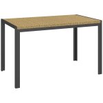 Table de jardin rectangulaire 4 personnes m�tal plateau r�sine tress�e naturel