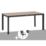 Table de jardin rectangulaire alu evasion 6 places effet bois honey et graphite + 6 fauteuils piazza ...