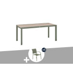 Table de jardin rectangulaire alu evasion 6 places effet bois lin et laurier + 6 fauteuils piazza - hesp�ride ...
