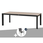 Table de jardin rectangulaire alu evasion 8 places effet bois honey graphite + 8 fauteuils piazza - hesp�ride ...