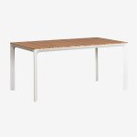 Table de jardin rectangulaire en aluminium et bois de teck (160x90 cm) katiana blanc Table de jardin rectangulaire en aluminium et bois de teck (160x90 cm) katiana blanc