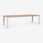 Table de jardin rectangulaire en aluminium et bois de teck sirka blanc gardenia 285 x 105 cm