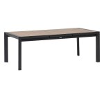Table de jardin rectangulaire extensible alu evasion 8 / 10 places effet bois - hesp�ride