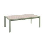 Table de jardin rectangulaire extensible alu evasion 8 / 10 places effet bois et vert laurier - hesp�ride ...