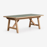 Table de jardin rectangulaire extensible en bois d'acacia dubai 200 - 260 - 320x100 cm vert fonc�