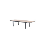 Table de jardin rectangulaire extensible rallonge coulissante alu evasion effet bois honey graphite - ...