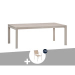 Table de jardin rectangulaire extensible rallonge coulissante alu evasion effet bois lin argile + 12 ...