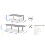 Table de jardin rectangulaire extensible rallonge coulissante alu evasion effet bois lin laurier + 12 ...