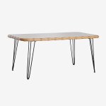 Table de jardin rectangulaire en osier synth�tique (180x90 cm) leribert naturel