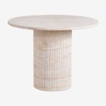 Table de jardin ronde �100 cm aspect ciment travertin velia