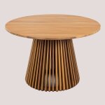 Table de jardin ronde 120 cm en bois d'acacia mura brun acacia