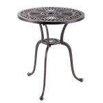 Table de jardin ronde 61 cm en fonte d'aluminium table d'appoint d extrieur avec trou pour parasol repose ...