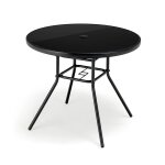 Table de jardin ronde 86 x 71 cm avec trou pour parasol economique moderne en m�tal noir helloshop26 ...