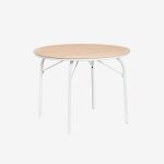 Table de jardin ronde en aluminium et bois d'acacia (100 cm) basper blanc gardenia