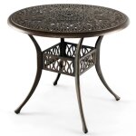 Table jardin ronde en aluminium coul 90 x 90 x 74 cm avec trou pour parasol 5 cm table extrieure avec ...