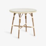 Table de jardin ronde en aluminium et rotin synthtique (80 cm) brielle bistro beige crme