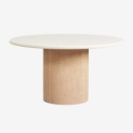Table de jardin ronde en ciment et bois d'acacia sharpay �160 cm