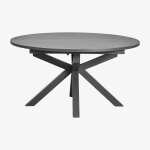Table de jardin ronde extensible 145 - 200x145 cm en aluminium barces gris graphite