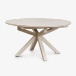 Table de jardin ronde extensible 145 - 200x145 cm en aluminium barces tapioca beige