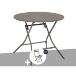 Table de jardin ronde greensboro 4 places caf� + 4 chaises - hesp�ride