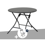 Table de jardin ronde greensboro 4 places graphite + 4 chaises - hesp�ride