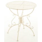 Table de jardin ronde en mtal crme antique
