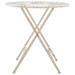 Table de jardin ronde en m�tal cr�me antique