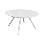 Table de jardin ronde seven en aluminium - blanc 150 cm