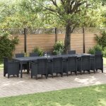 Table de jardin vidaxl anthracite 400x100x73 cm poly rattan, table de jardin vidaxl anthracite 250x100x73 ...