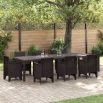 Table de jardin vidaxl brune 300x100x73 cm poly rattan, table de jardin vidaxl brune 150x100x73 cm poly ...