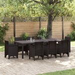 Table de jardin vidaxl marron 250x100x73 cm en poly rotin