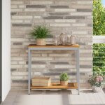 Table de jardin vidaxl naturel et gris 35x80x75 cm en bois massif et acier