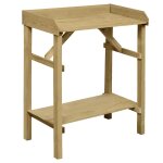 Table de jardini�re en bois 75 x 40 x 90 cm avec 2 etag�res design moderne jardin en pin impr�gn� marron ...