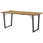 Table a manger de jardin 6 personnes espace parasol acier epoxy noir plateau a lattes bois pr� - huil� ...