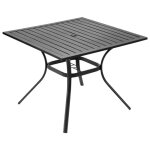 Table de patio ext�rieure 940 mm - duoku - pour 4 personnes - table carr�e en acier et m�tal avec trou ...