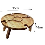 Table de pique - nique pliante en bois pour l'ext�rieur, avec support en verre, bureau rond et pliable, ...