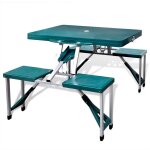 Table de pique - nique verte pliante a 4 siges lgre en aluminium