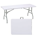 Table pliante 180x70x74 cm - table pliante valise avec poigne - table pliante extrieure plastique rectangula ...